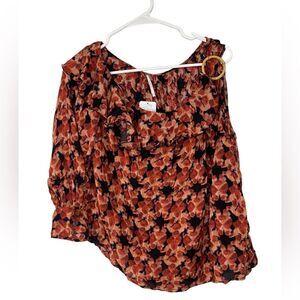 Free People One Shoulder Floral Ruffle top NWT